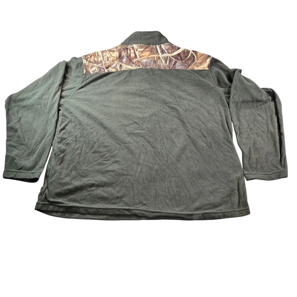 Habit‎ Men's XL Fleece 1/4 Zip Pullover Forest Green Camo Accent FJ1269 Hunting